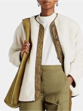 rag & bone Olive Quilted Puffer with Cream Sherpa